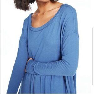 Free People Blue Babydoll Long Sleeve Top Womens Size S